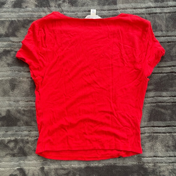 Red Ribbed Teens Crop Top - Picture 2 of 3